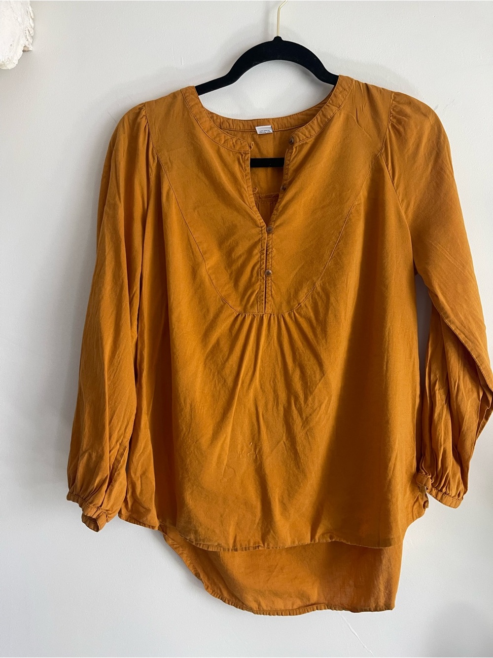 Old Navy Mustard Split-Neck Peasant Blouse